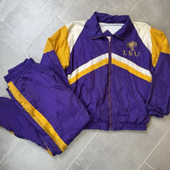 Vintage LSU Stadium Apparel Tracksuit Youth XL or Women’s M Purple Gold - Picture 1 of 13